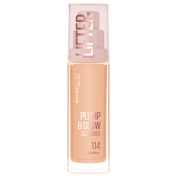 Maybelline Lifter Plump & Glow Foundation 114, huidverzorgende foundation met stralende finish