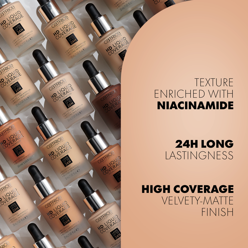 Catrice HD Liquid Coverage Foundation 020 Rose Beige, vloeibare foundation met hoge dekking, foto 6 van 7