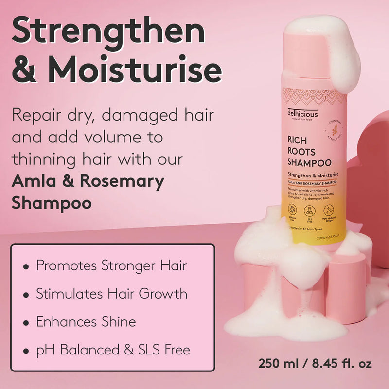 Delhicious Rich Roots Strengthen & Moisturise Shampoo Amla & Rosemary
