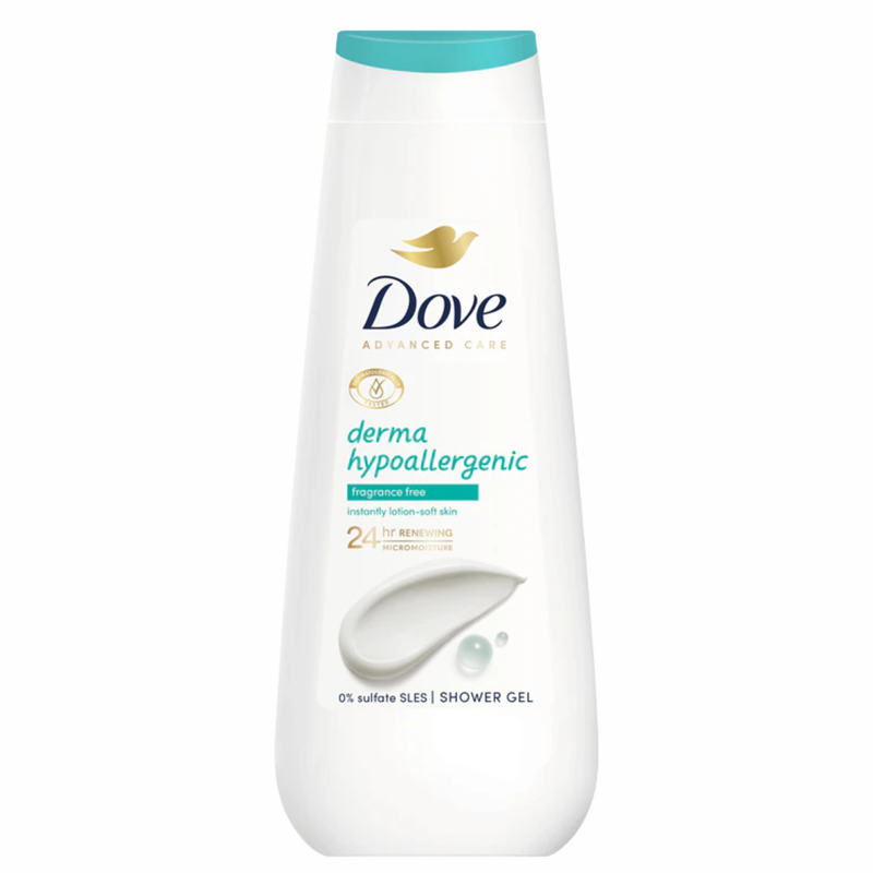 Dove Care Derma Hypoallergenic Shower Gel, verzorgende douchegel voor de gevoelige huid