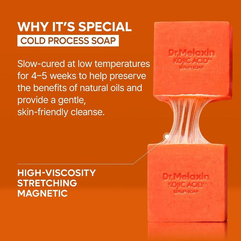 Dr. Melaxin Kojic Acid Turmeric Serum Soap, zeep voor gezicht en lichaam tegen donkere vlekken en oneffen teint.