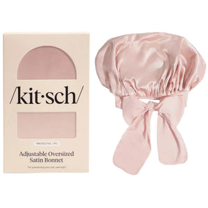Adjustable Oversized Satin Bonnet Blush