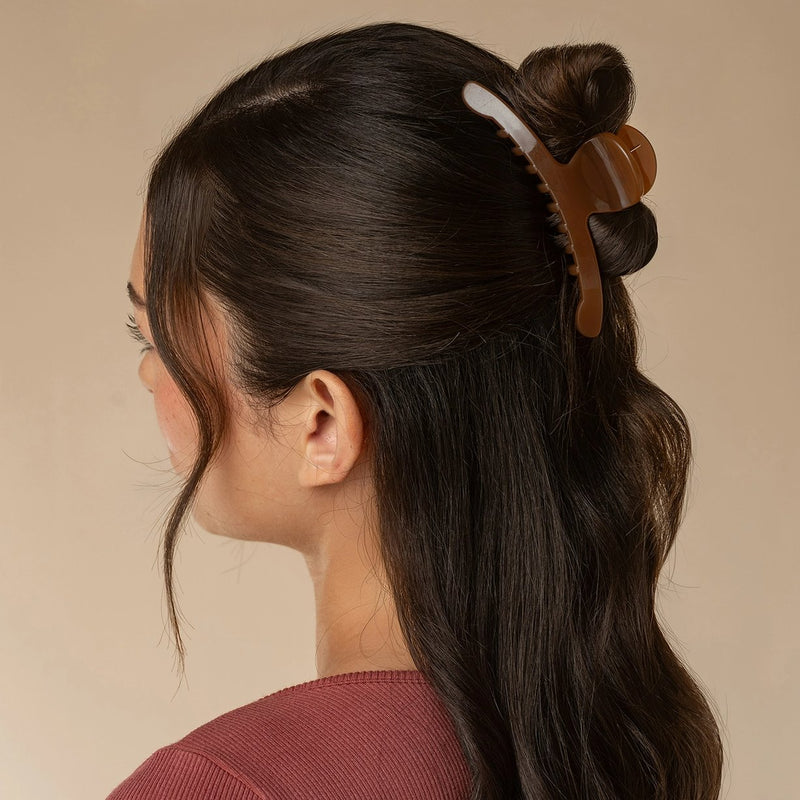 Kitsch Recycled Plastic Large Arched Clip Mocha