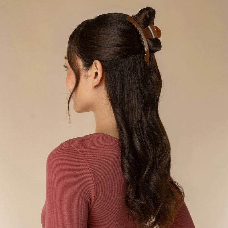 Kitsch Recycled Plastic Large Arched Clip Mocha