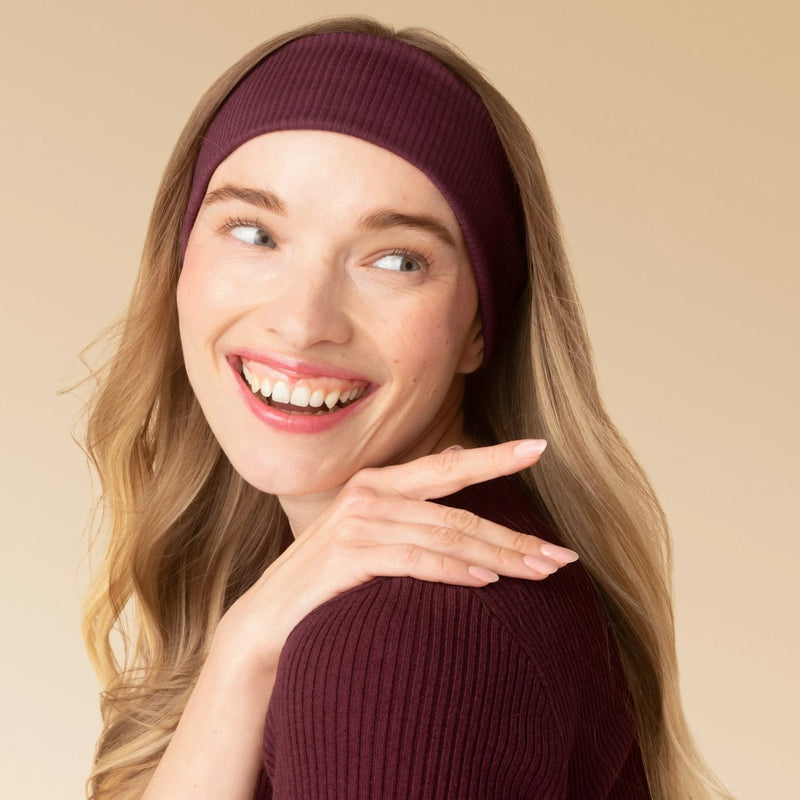 Kitsch Ribbed Elastic Headbands Set Cherry Lacquer & Dusty Pink