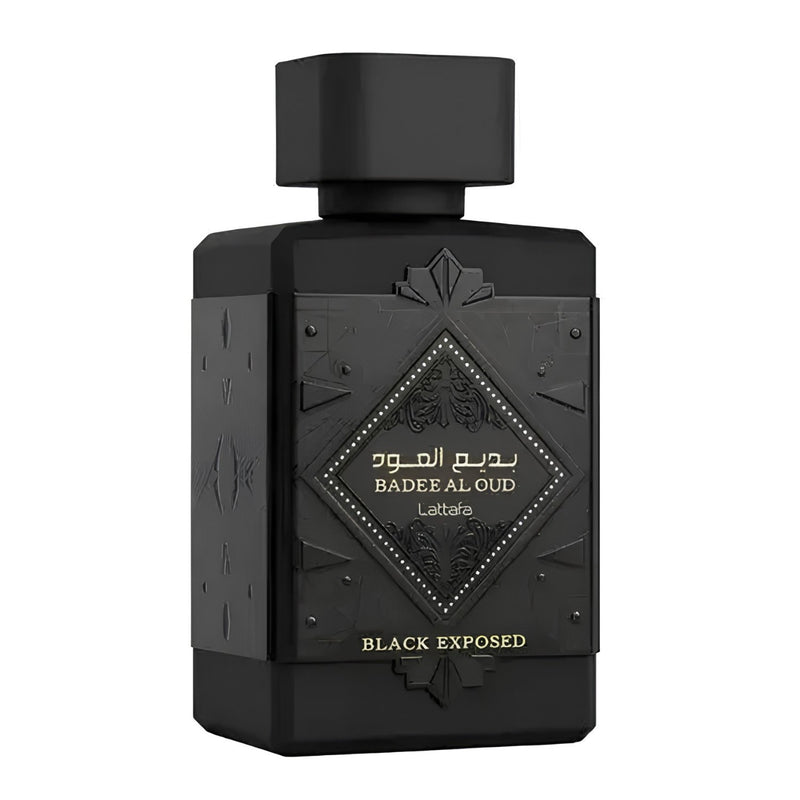 Lattafa Badee Al Oud Black Exposed Eau de Parfum, oriëntaalse ambergeur voor mannen en vrouwen