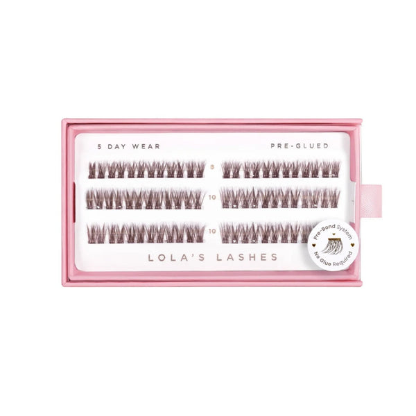 Lola's Lashes Pre-glued Lashes Dark Cocoa Petite Pack, voorgelijmde wimperclusters in bruin