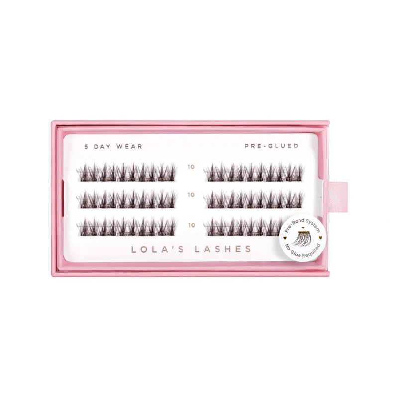 Lola's Lashes Pre-glued Lashes Soft Definition Brown 10mm, voorgelijmde wimperclusters in bruin