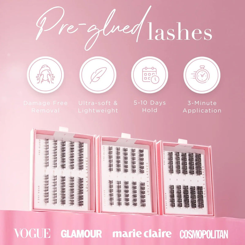 Lola's Lashes Pre-glued Lashes Soft Wisp Brown Petite Pack, voorgelijmde wimperclusters in bruin