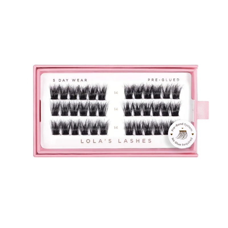 Lola's Lashes Pre-glued Lashes Wispy Volume 14mm, voorgelijmde wimperclusters voor volume en lengte