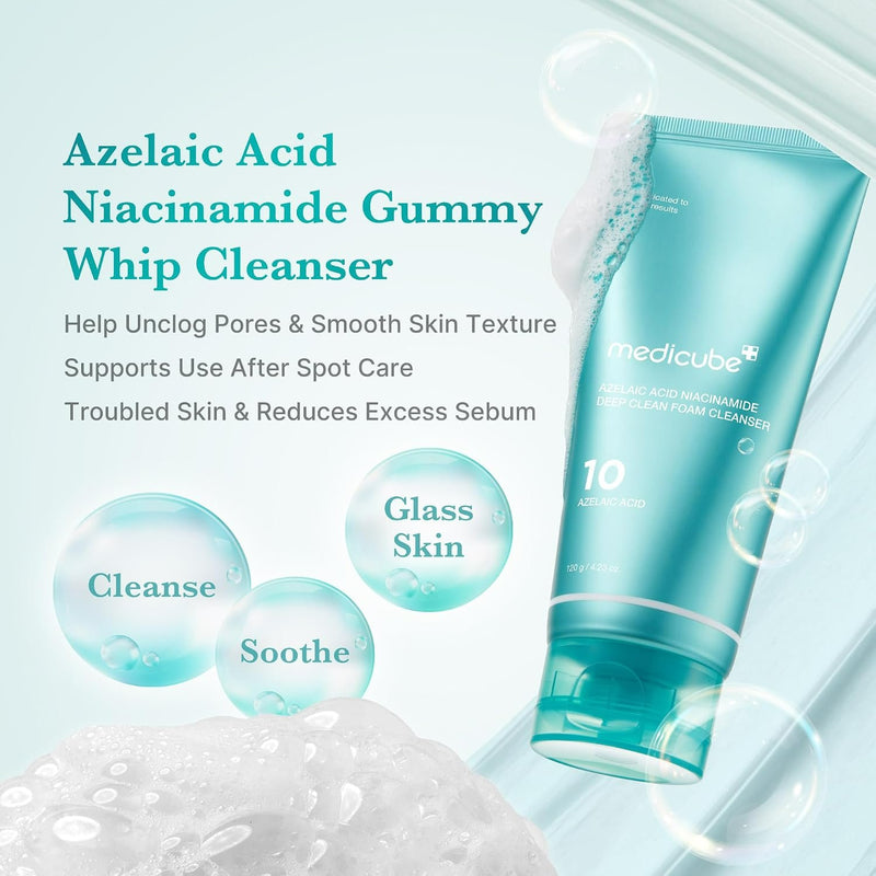 Medicube Azelaic ACID Niacinamide DEEP Clean FOAM Cleanser, gezichtsreiniger voor de vette en onzuivere huid