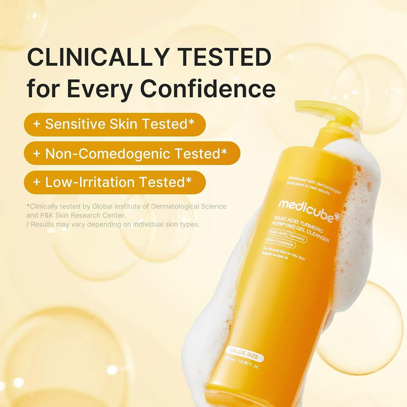 Medicube Kojic ACID Turmeric GEL TO FOAM Cleanser, gel-naar-schuim gezichts- en lichaamsreiniger