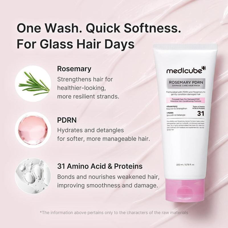 Medicube Rosemary Pdrn Damage Care Hair Mask, herstellend haarmasker voor beschadigd en droog haar