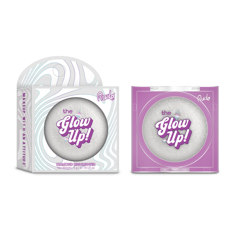Rude Cosmetics The Glow Up! Diamond Highlighter Silver Aura, glanzende highlighter voor het gezicht