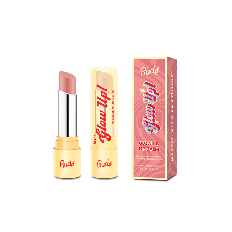 Rude Cosmetics The Glow Up! Glowing Lip Balm Blush Veil, hydraterende lipbalm met gepersonaliseerde kleur