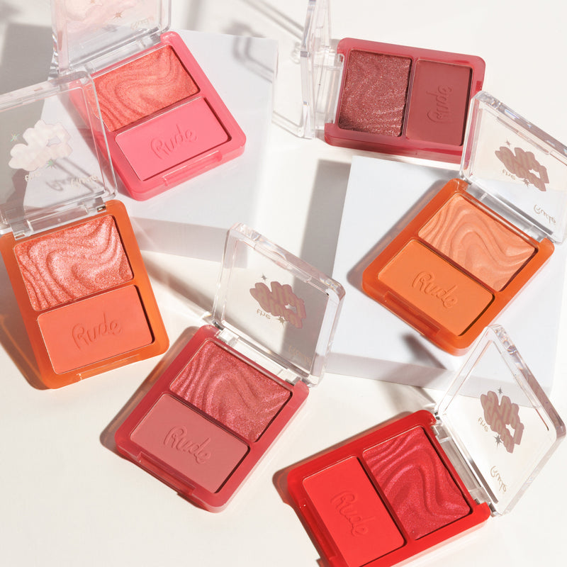 Rude Cosmetics The Glow Up! Matte & Shimmer Blush Duo Warm Ginger, duo blush, foto 5 van 9