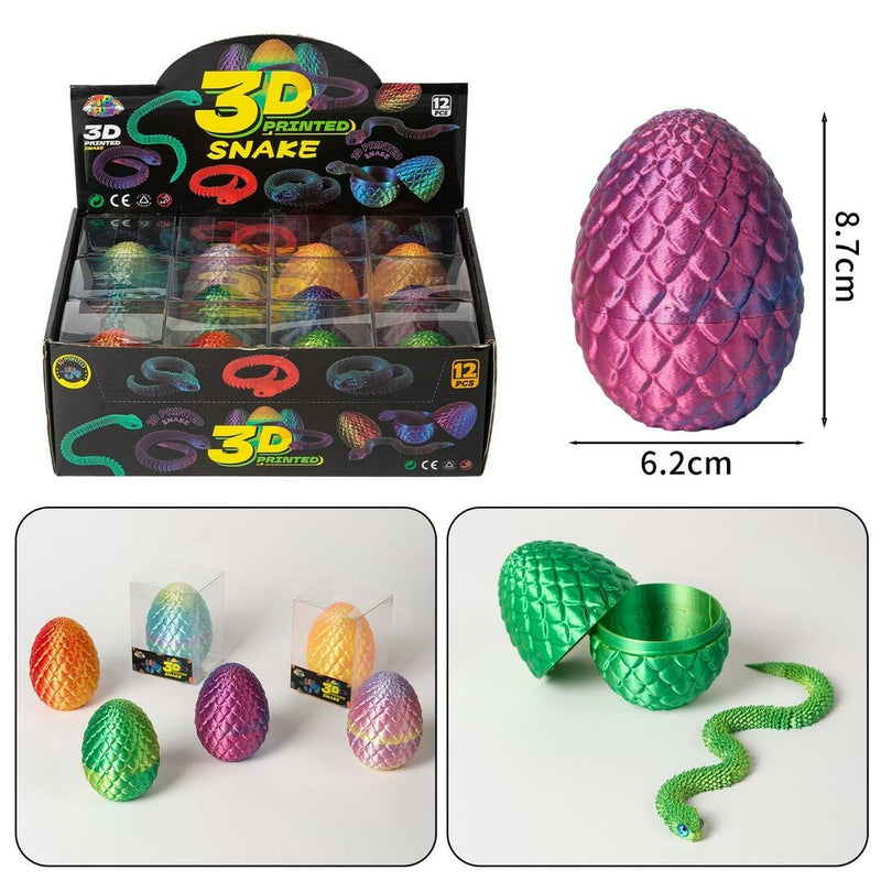 Squishy Mystery 3D Printed Snake Egg, verrassingsei met flexibele 3D geprinte slang