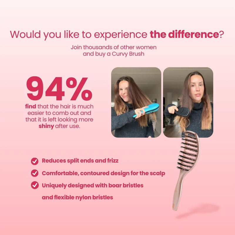 Yuaia Haircare Curvy Brush with Boar Bristles Soft Espresso, borstel voor glanzend haar, foto 7 van 8