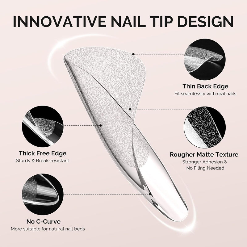 Half Cover Soft Gel Nail Tips Short Almond 600pcs