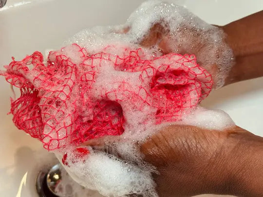 African Fabs African Net Sponge Sapo Peach