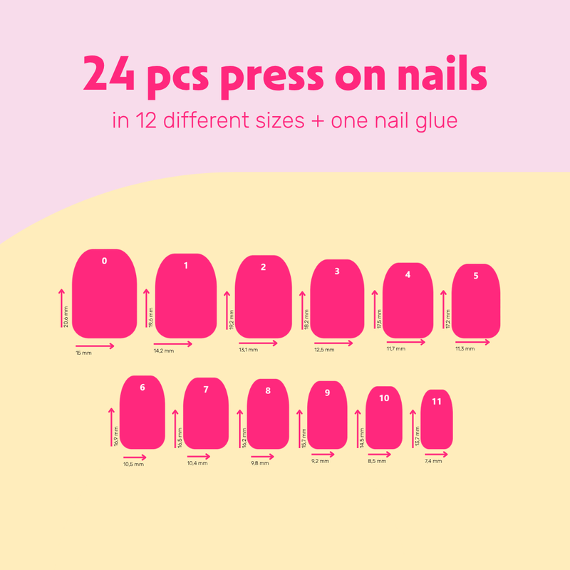 Boozyshop 24 pcs Press On Nails Micro French Manicure