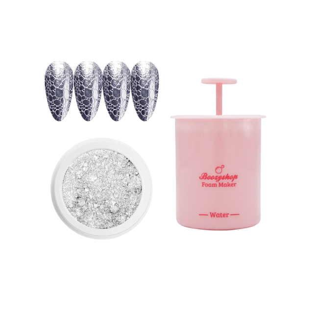 Boozyshop Chrome Bubble Nail Set Silver