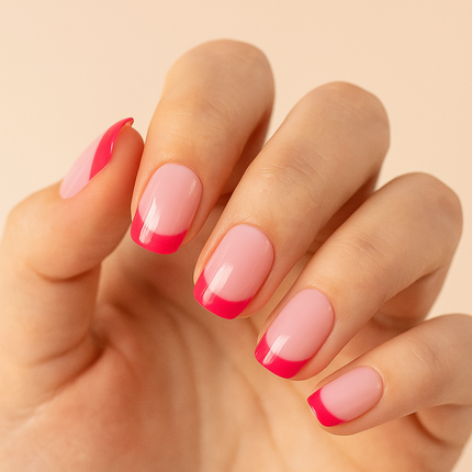 Boozyshop Press On French Nails Hot Pink / Pink