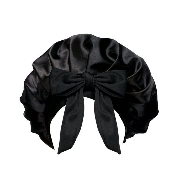 Brushworks Double Layer Satin Hair Bonnet Black