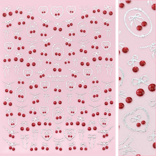 Daily Charme 3D Embossed Nail Art Sticker Cherry Crush