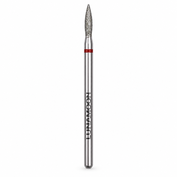 Lunamoon Diamond Milling Cutter Flame Red 1,8 mm, vlamvormig diamantfreesje voor manicure