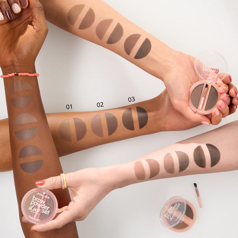 Essence Brow Powder Duo Set 02 Medium, wenkbrauwpoeder duo met kwastje