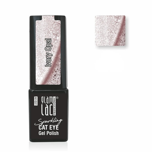Glamlac Cat Eye Gel Polish Sparkling Ivory Opal