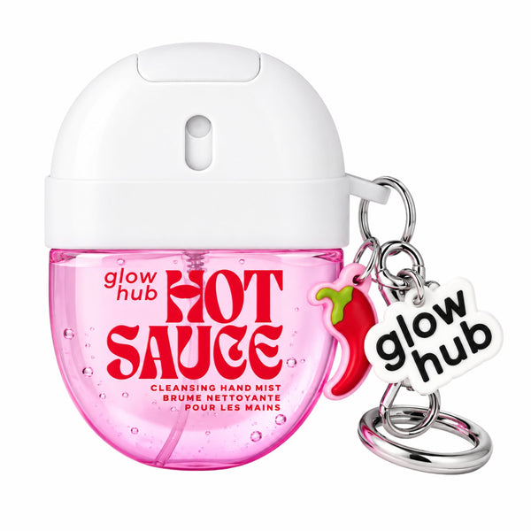 Glow Hub Cleansing Mist Hot Sauce, hand sanitizer met kers- en muskusgeur