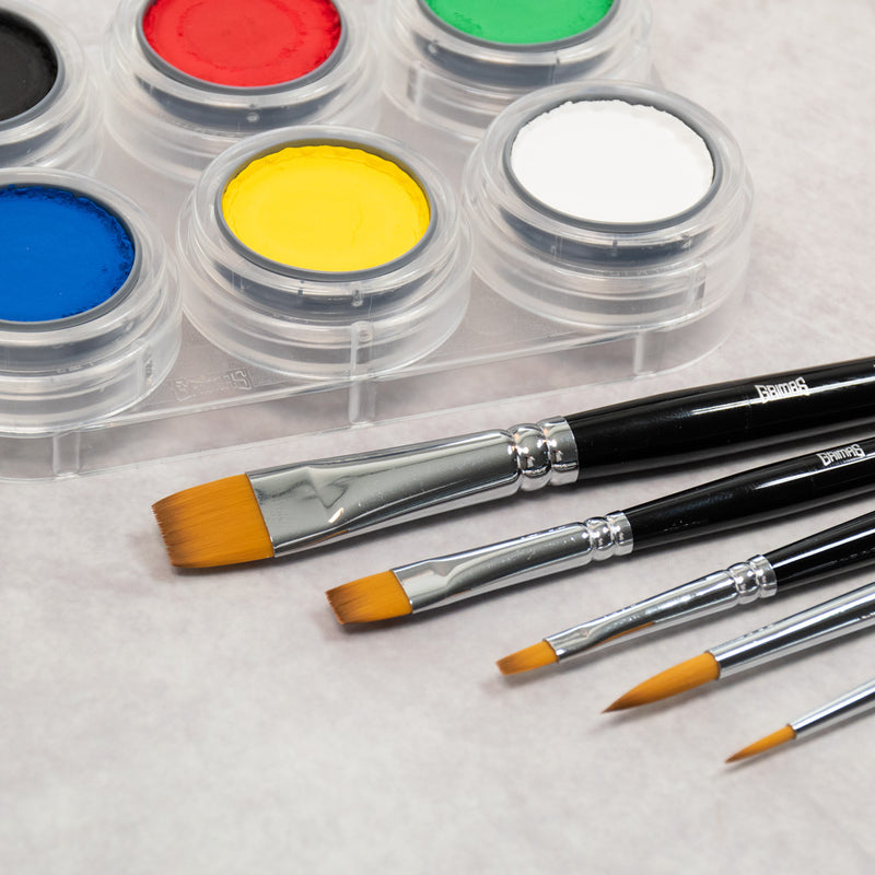 Grimas Face Paint Brush Set Round Flat