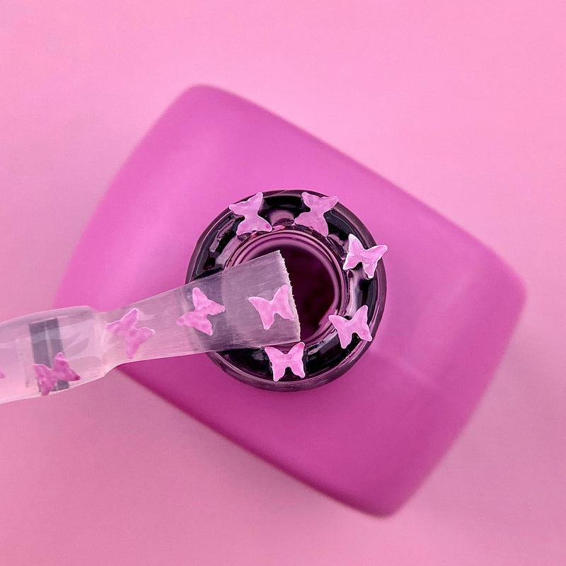 Lunamoon Top Butterfly Pink, gellak top coat met roze vlinderglitters