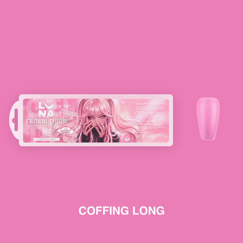 Lunamoon Gel Tips Coffin Long, 240 stuks