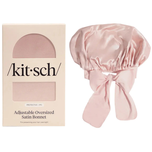Kitsch Adjustable Oversized Satin Bonnet Blush