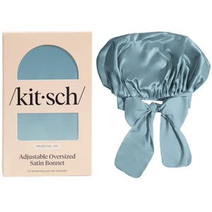Adjustable Oversized Satin Bonnet Haze Blue