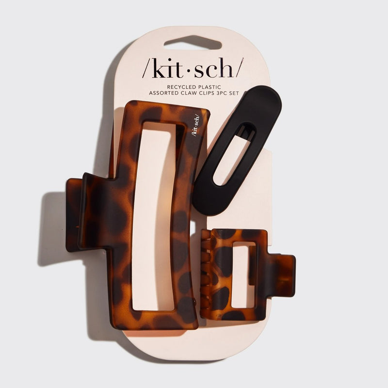 Kitsch Assorted Claw Clips Rectangle Open Shape, set van 3 haarclips in diverse vormen en maten