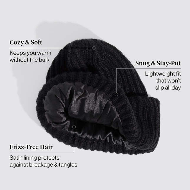 Kitsch Glazey™ Satin Lined Beanie Black