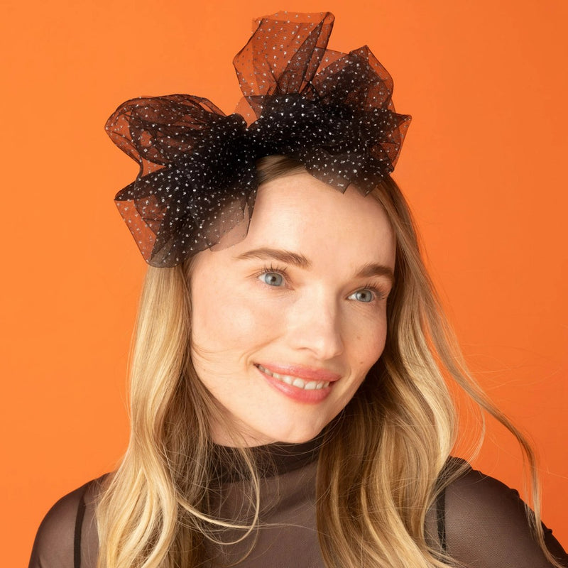 Kitsch Glitter Tulle Headband Black