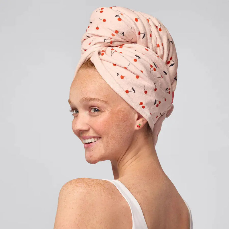 Kitsch Kitsch XL Hair Towel Wrap Cherry Print