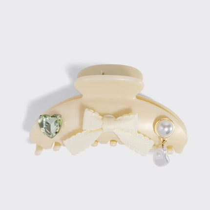 Kitsch KitschPop Charms & Curved Claw Clip Set Pearlized Cream
