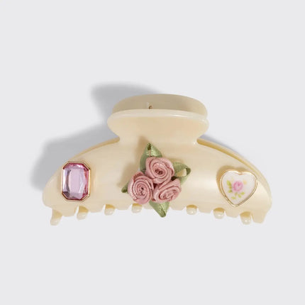 Kitsch KitschPop Charms & Curved Claw Clip Set Pearlized Cream