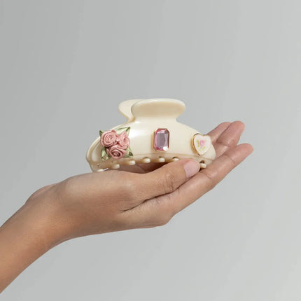 Kitsch KitschPop Charms & Curved Claw Clip Set Pearlized Cream