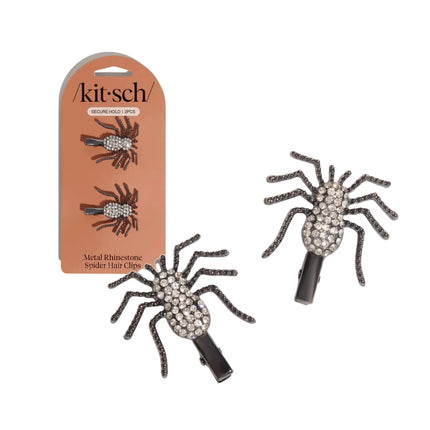 Kitsch Metal Rhinestone Hair Clips Spider