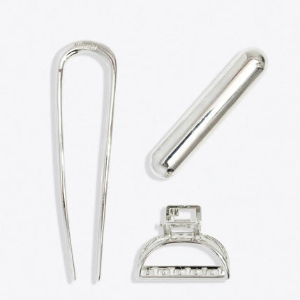 Kitsch Mini Metal French Hair Pin & Clips Set Silver