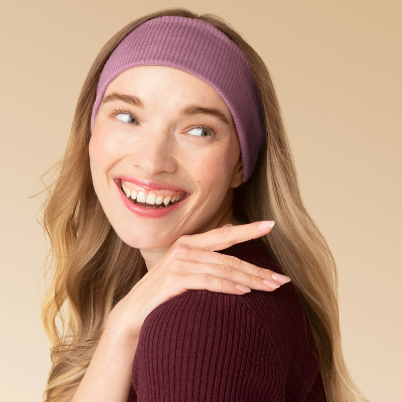 Kitsch Ribbed Elastic Headbands Set Cherry Lacquer & Dusty Pink