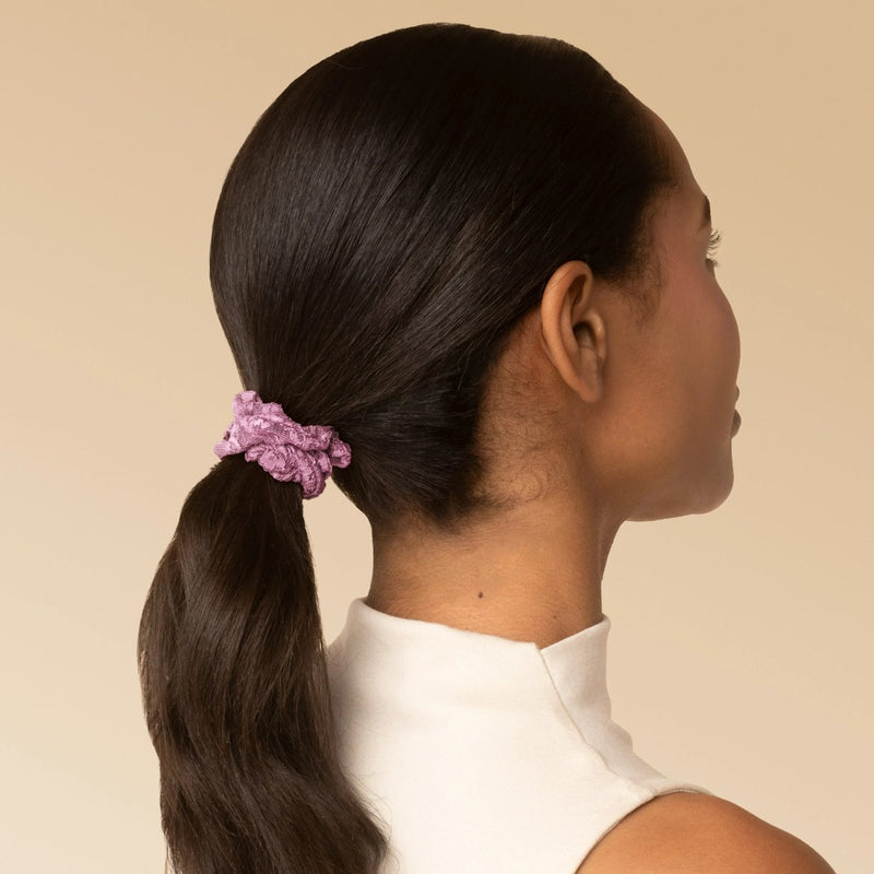 Kitsch Ruched Lace Scrunchies Set Cherry Lacquer & Dusty Pink