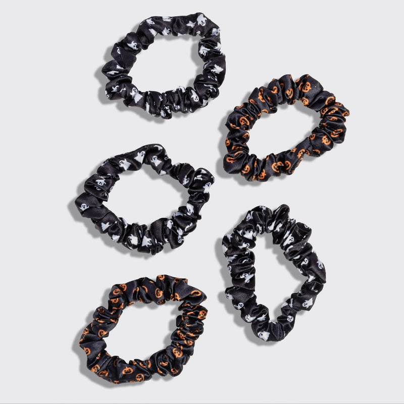 Kitsch Ruched Satin Scrunchies Set Ghost & Pumpkins